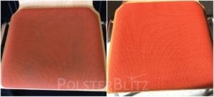 Vorher-Nachher Bild Polsterreinigung orange Stuhl
