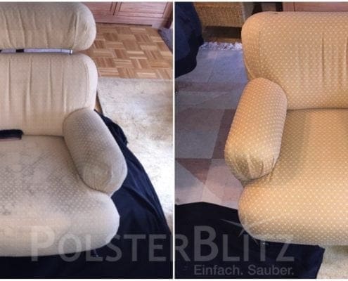 Vorher-Nachher Bild Polsterreinigung Sessel mit Muster