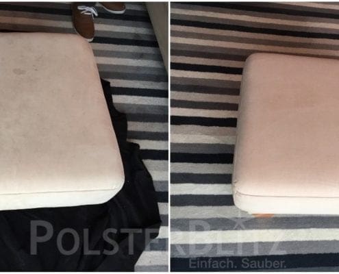 Vorher-Nachher Bild Polsterreinigung weiß Polster