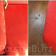 Vorher-Nachher Bild Polsterreinigung rot Polster