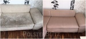 Vorher-Nachher Bild Polsterreinigung helle Couch