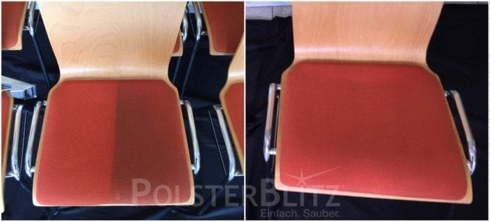 Vorher-Nachher Bild Polsterreinigung Stuhl Sitz