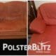 Vorher-Nachher Bild Polsterreinigung rote Eckcouch