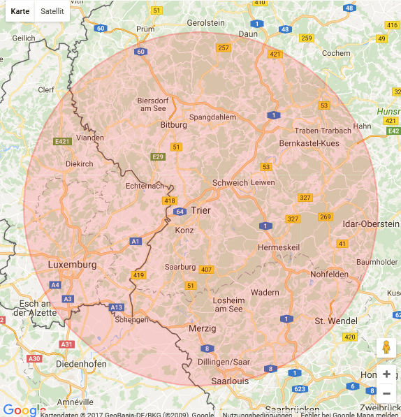 Karte Trier Polsterblitz