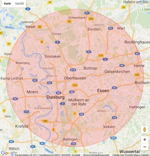 Polsterblitz Oberhausen Einzugsgebiet