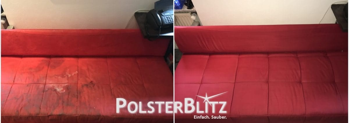 Rotes Schlafsofa gereinigt