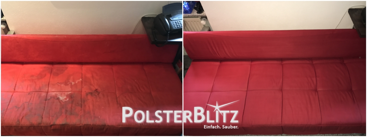 Rotes Schlafsofa gereinigt