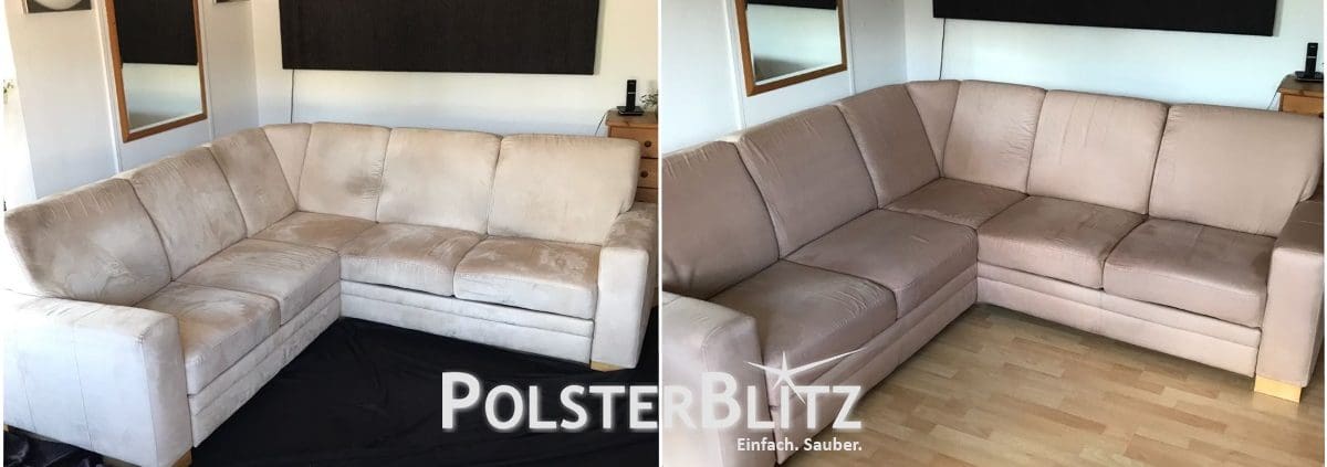 Reinigung - Vorher Nachher Bild Polsterblitz