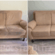 Vorher-Nachher Sofa Reinigung Stuttgart – beiges Sofa professionell gereinigt von Polsterblitz