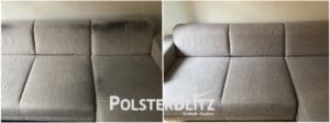 Vorher-Nachher Reinigungsbeispiel Couch in WG