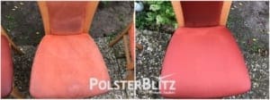Vorher-Nachher Reinigungsbeispiel Stuhl rot