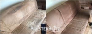 Vorher-Nachher Reinigungsbeispiel Sofa